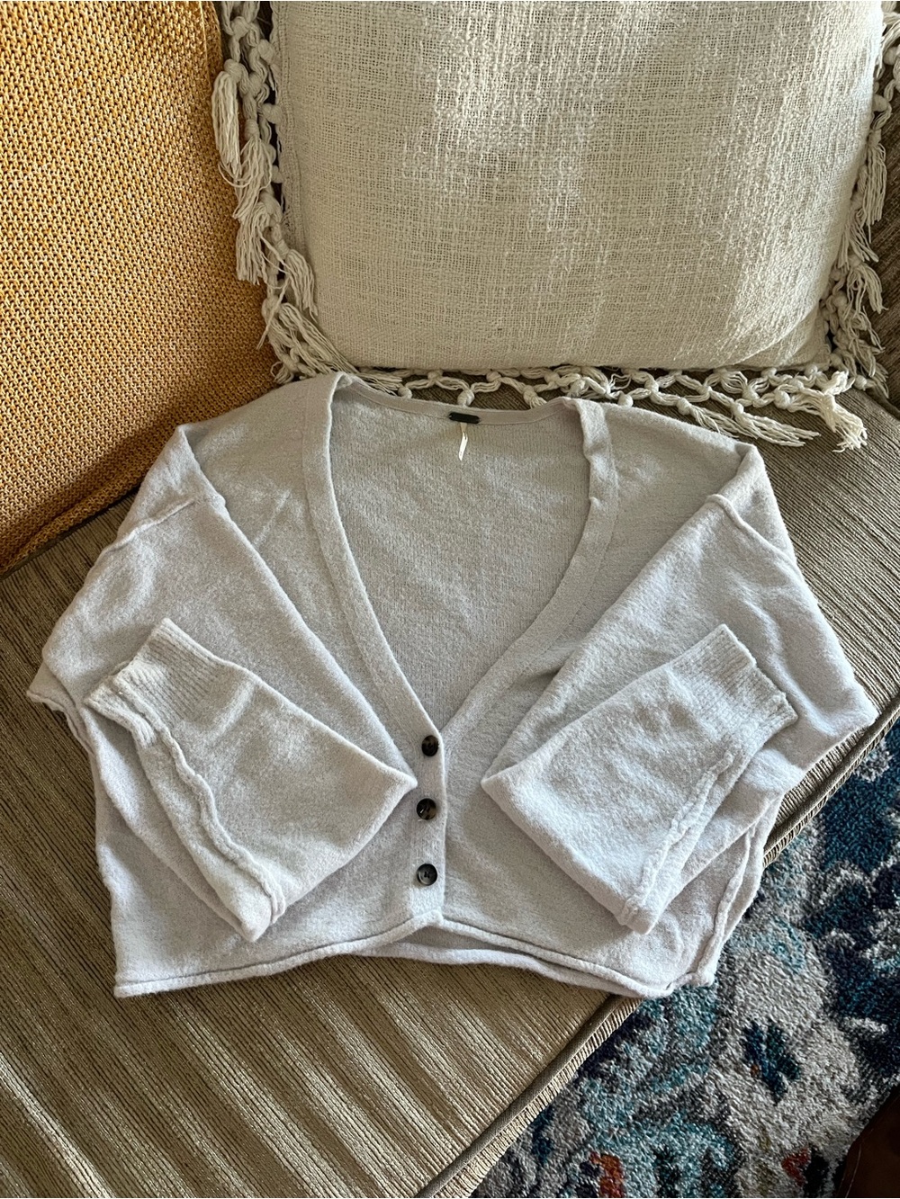 Free People Soft Gray Knit Cardigan
